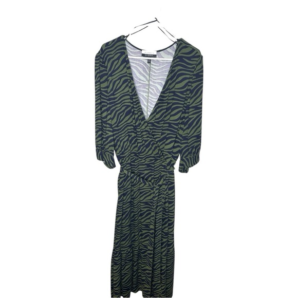 Eloquii Elements Green and Black Animal Print Faux Wrap Dress - Picture 2 of 7